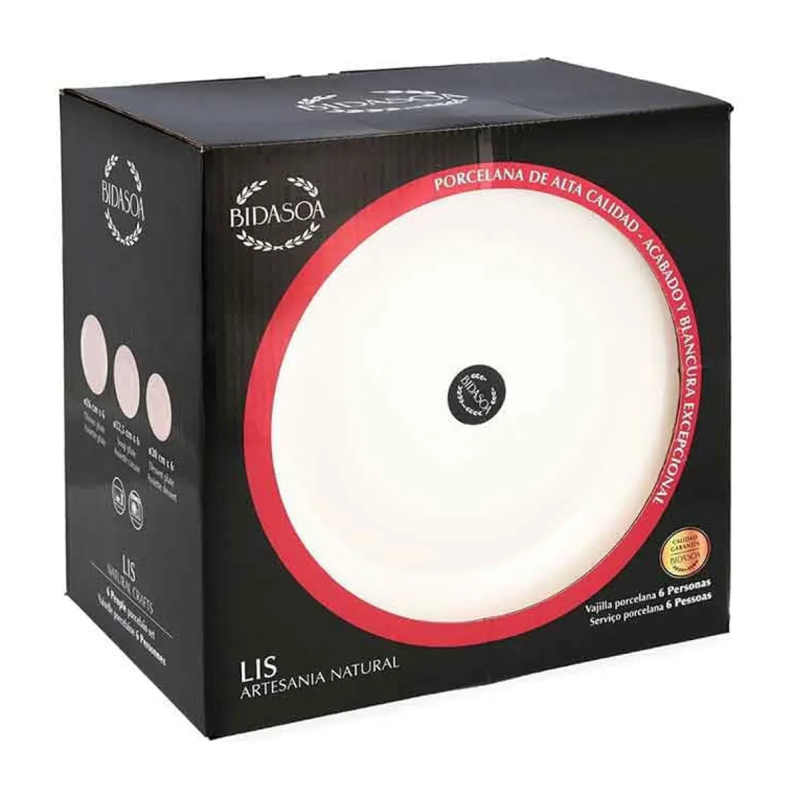 Vajilla Lis Bidasoa 18 piezas 6 servicios porcelana blanco