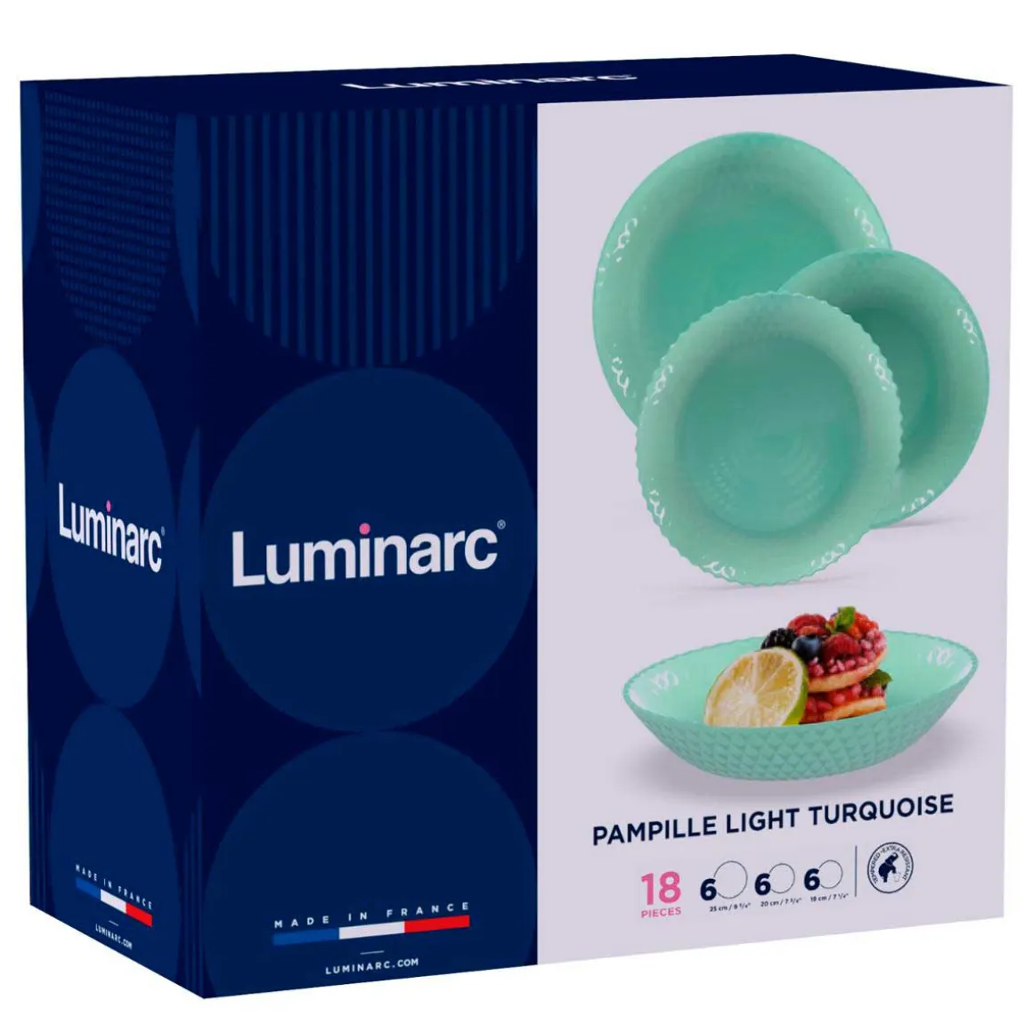 Vajilla Pampille Luminarc 18 piezas 6 servicios opal