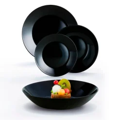 Vajilla Zelie Luminarc 18 piezas 6 servicios vidrio negro