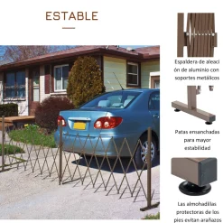 Valla de exterior Sweden Outsunny extensible + rueda central marrón 103,5x405x31 cm