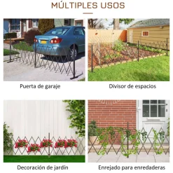 Valla de exterior Sweden Outsunny extensible + rueda central marrón 103,5x405x31 cm
