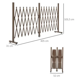 Valla de exterior Sweden Outsunny extensible + rueda central marrón 103,5x405x31 cm