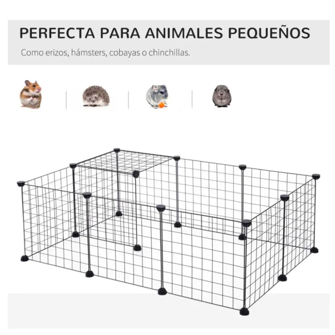Valla metálica para mascotas PawHut 12 paneles negro 36x106x73 cm