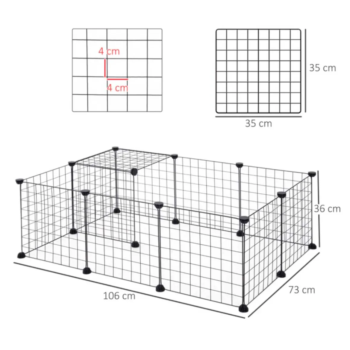 Valla metálica para mascotas PawHut 12 paneles negro 36x106x73 cm