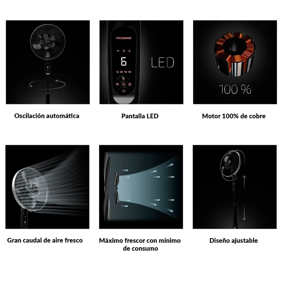 Ventilador de pie Cecotec EnergySilence 1020 ExtremeConnected 60W 10 aspas negro