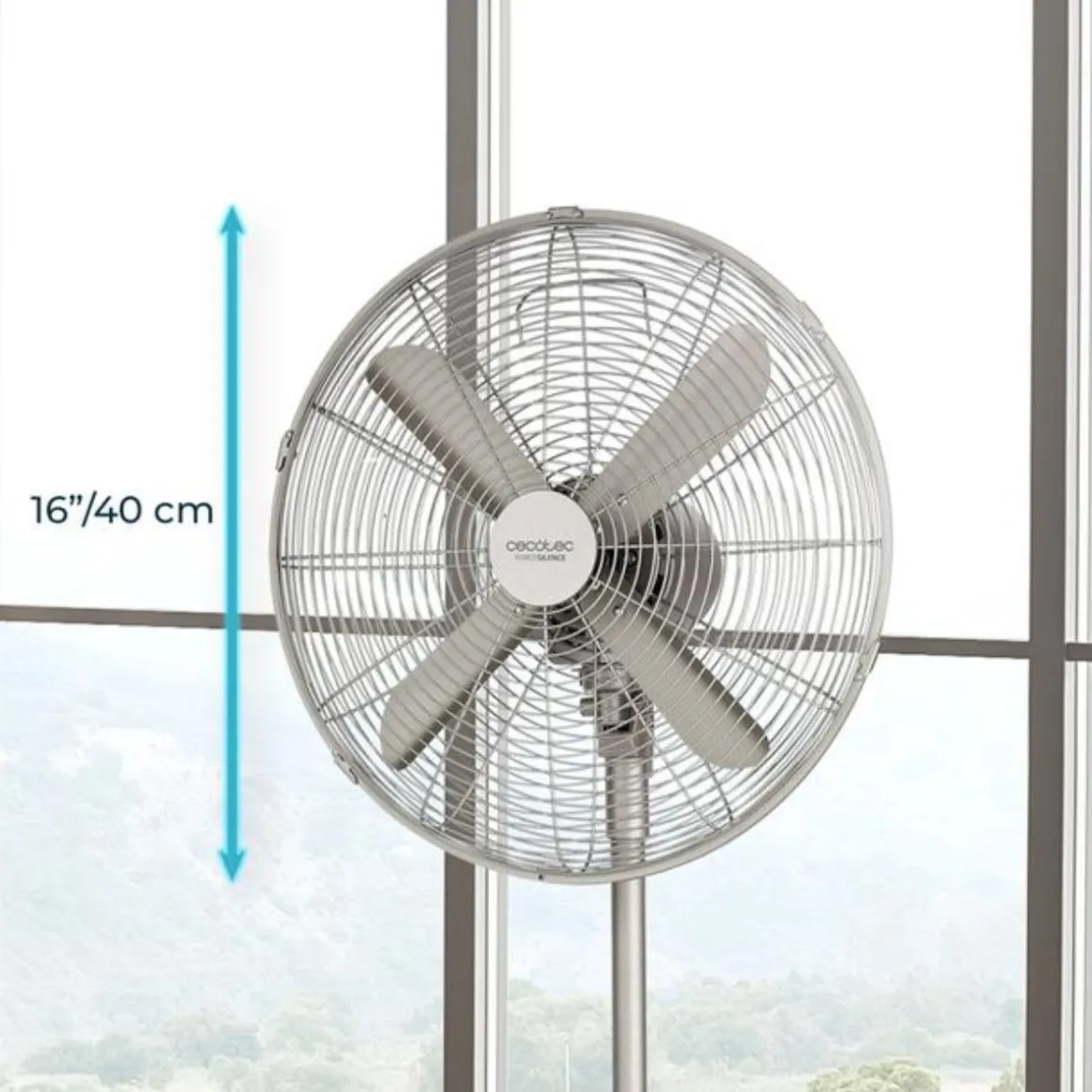 Ventilador de pie Cecotec EnergySilence 610 Steelstyle 50W 4 aspas plata
