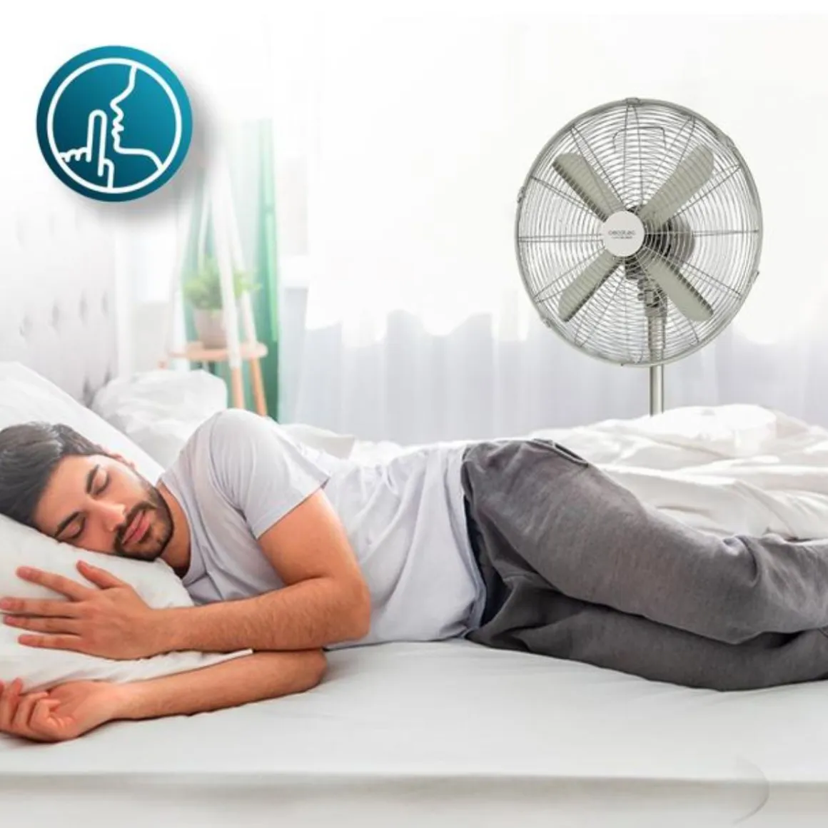Ventilador de pie Cecotec EnergySilence 610 Steelstyle 50W 4 aspas plata