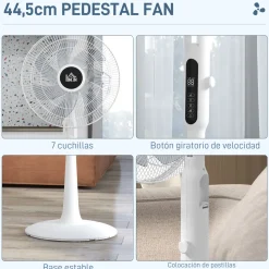 Ventilador de pie Horizon Homcom 40W función antimosquitos blanco Ø44,5x135 cm