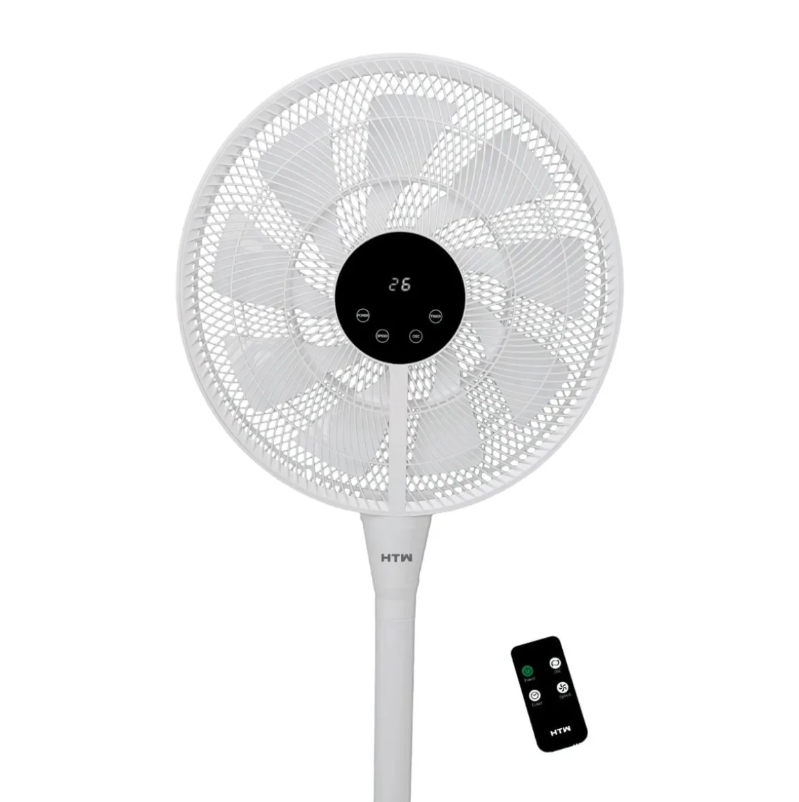 Ventilador de pie HTW VP-25YM 25W 6 velocidades inclinable blanco Ø35 cm
