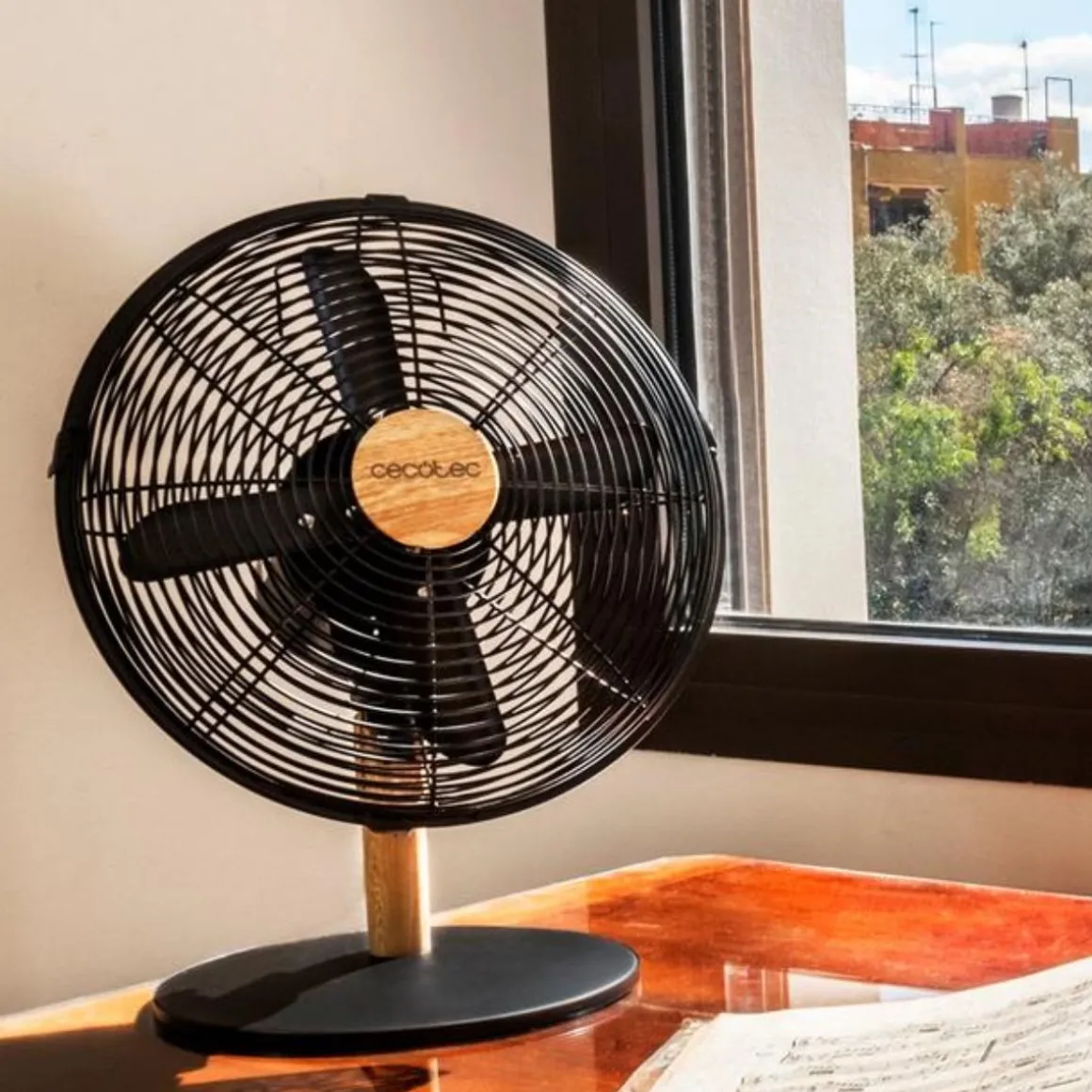 Ventilador de sobremesa Cecotec EnergySilence 600 WoodDesk 40W 4 aspas plata 30 cm