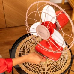Ventilador de sobremesa Cecotec EnergySilence 1090 RetroDesk Design 40W 3 velocidades orientable rojo Ø30 cm