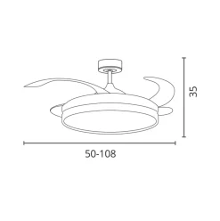 Ventilador de techo Akran Bel Air 72W 4 aspas retráctiles con luz LED Ø108 cm