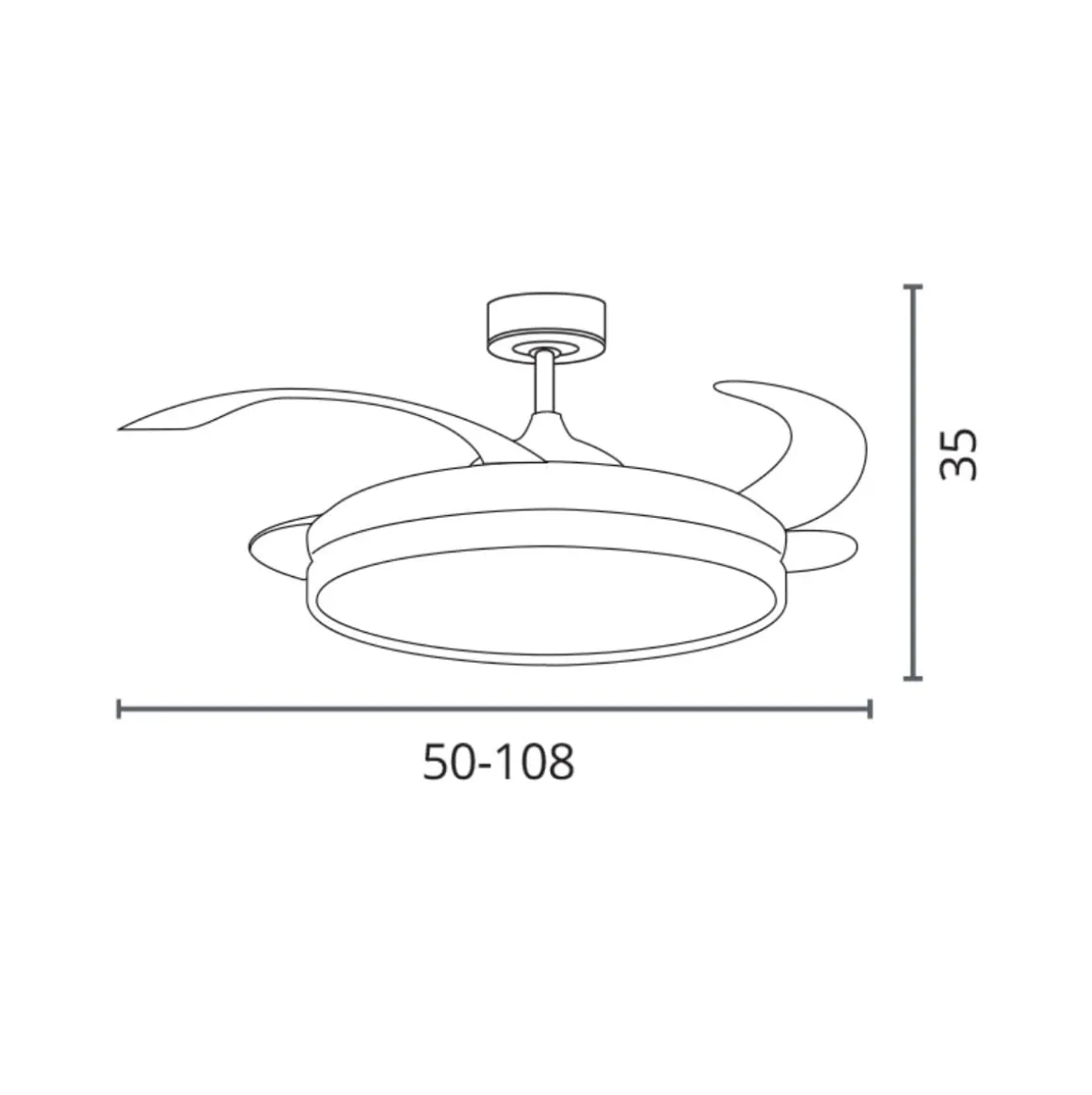 Ventilador de techo Akran Bel Air 72W 4 aspas retráctiles con luz LED Ø108 cm