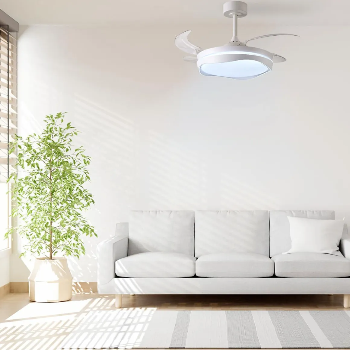 Ventilador de techo Almati Bel Air 72W 4 aspas retráctiles con luz LED Ø108 cm