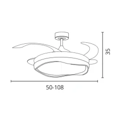 Ventilador de techo Almati Bel Air 72W 4 aspas retráctiles con luz LED Ø108 cm
