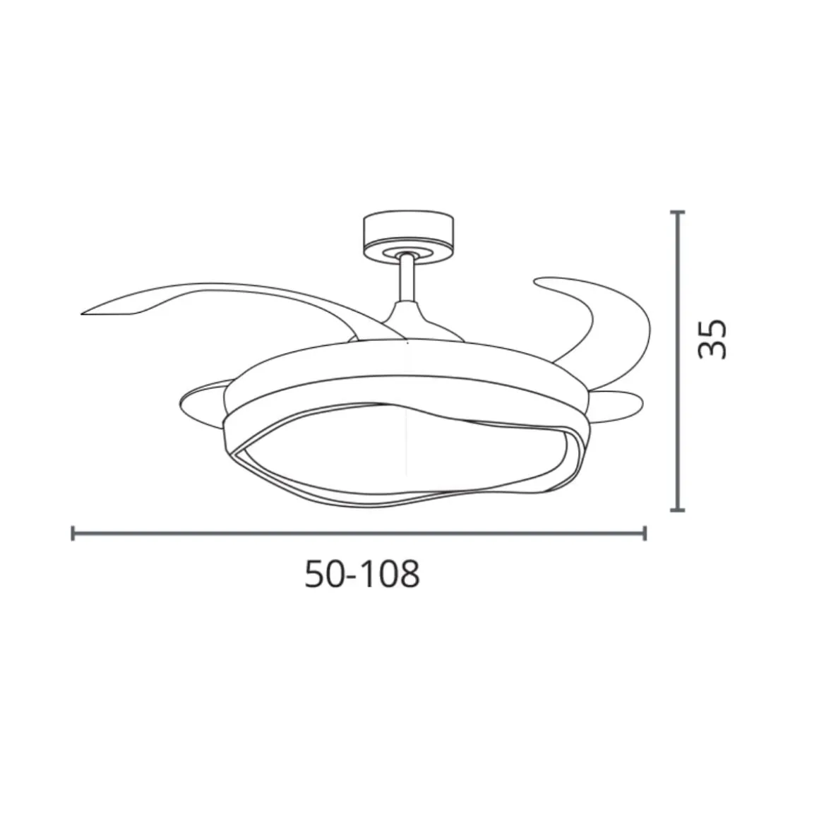 Ventilador de techo Almati Bel Air 72W 4 aspas retráctiles con luz LED Ø108 cm