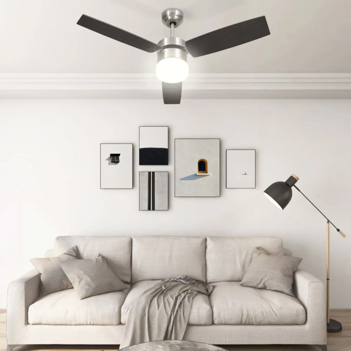 Ventilador de techo Aloe 3 aspas mando a distancia marrón oscuro Ø108 cm
