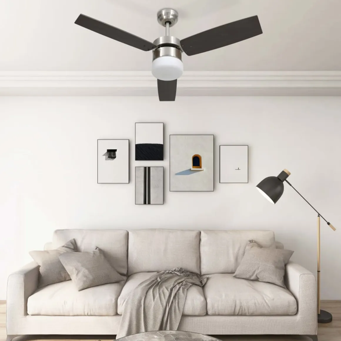 Ventilador de techo Aloe 3 aspas mando a distancia marrón oscuro Ø108 cm