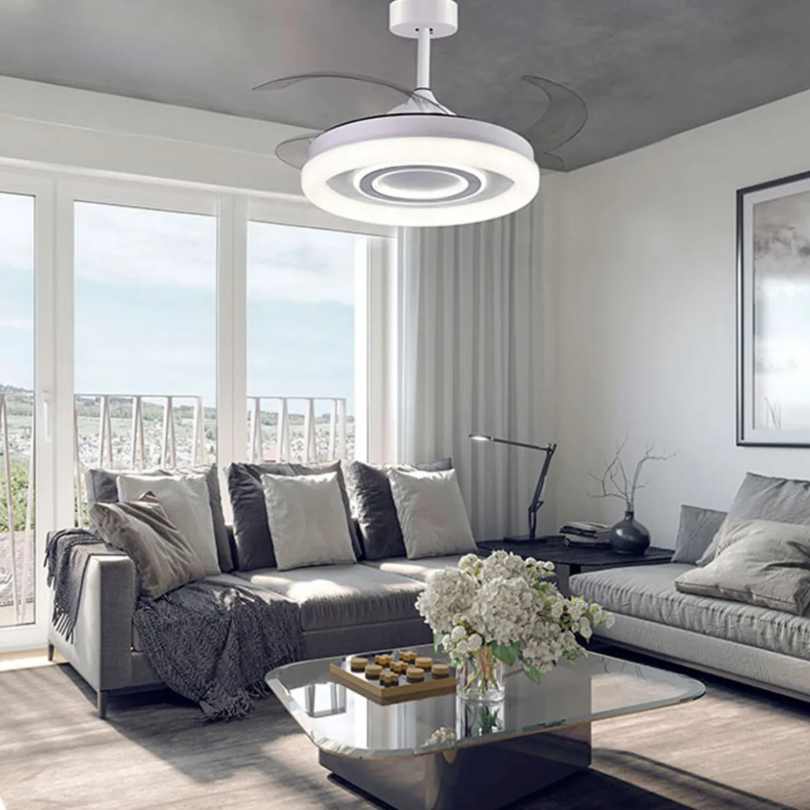 Ventilador de techo Amaltea Bel Air 116W 4 aspas retráctiles blanco Ø108 cm