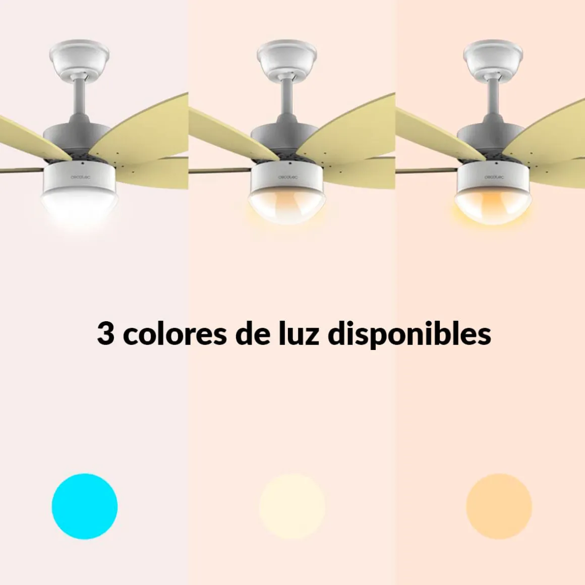 Ventilador de techo Cecotec EnergySilence Aero 4260 SunLight 40W función verano/invierno amarillo Ø106 cm