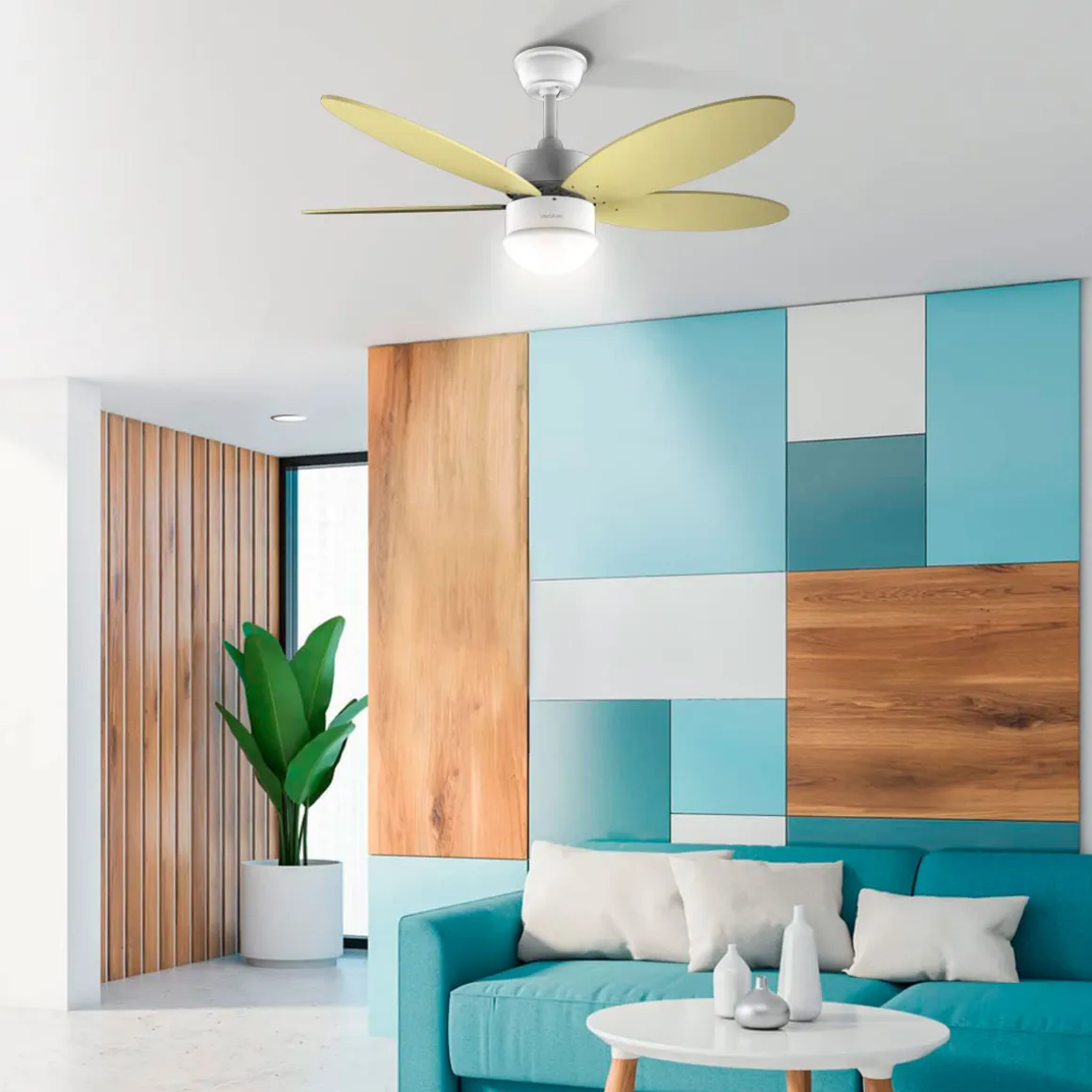 Ventilador de techo Cecotec EnergySilence Aero 4260 SunLight 40W función verano/invierno amarillo Ø106 cm