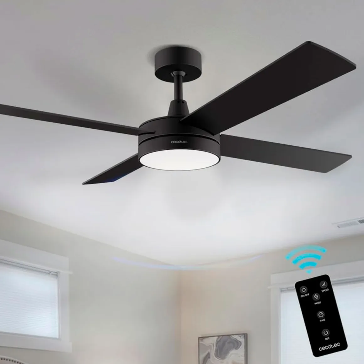 Ventilador de techo Cecotec EnergySilence Aero 5200 White/Black Line 60W 4 aspas Ø132 cm