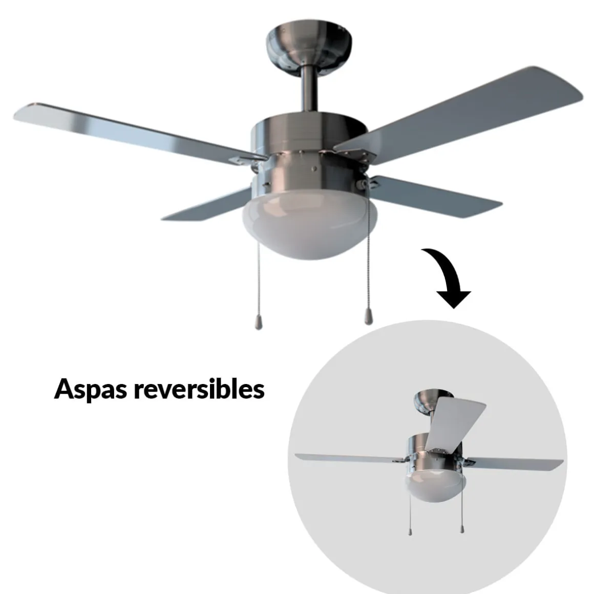 Ventilador de techo Cecotec EnergySilence Aero 450 50W 4 aspas reversibles blanco/gris