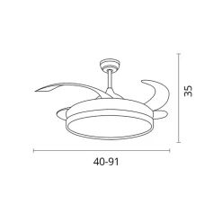 Ventilador de techo Cosmos Mini Bel Air 48W 4 aspas retráctiles Ø91 cm