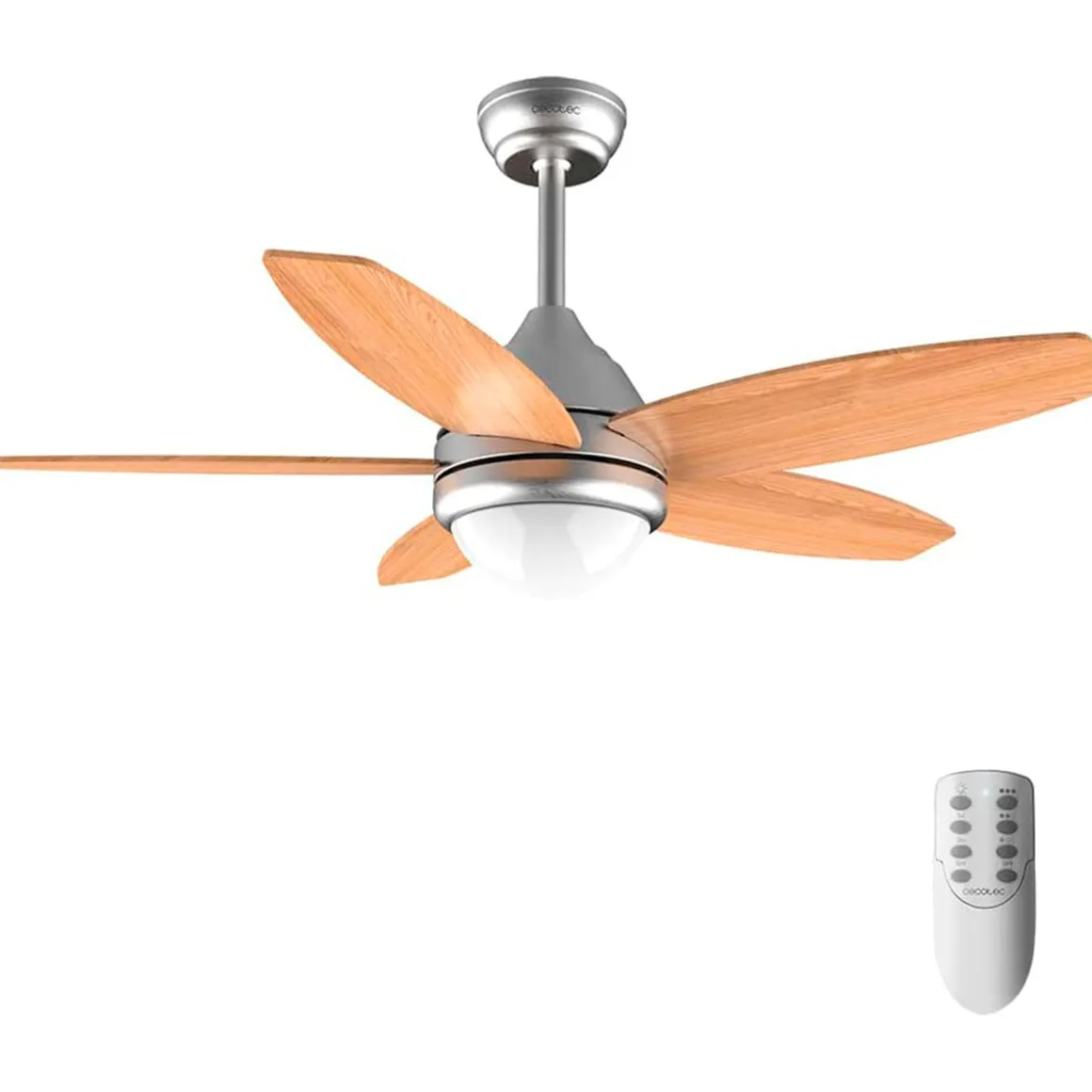 Ventilador de techo EnergySilence Aero 495 Cecotec con mando 55W 3 velocidades 5 aspas natural/inox