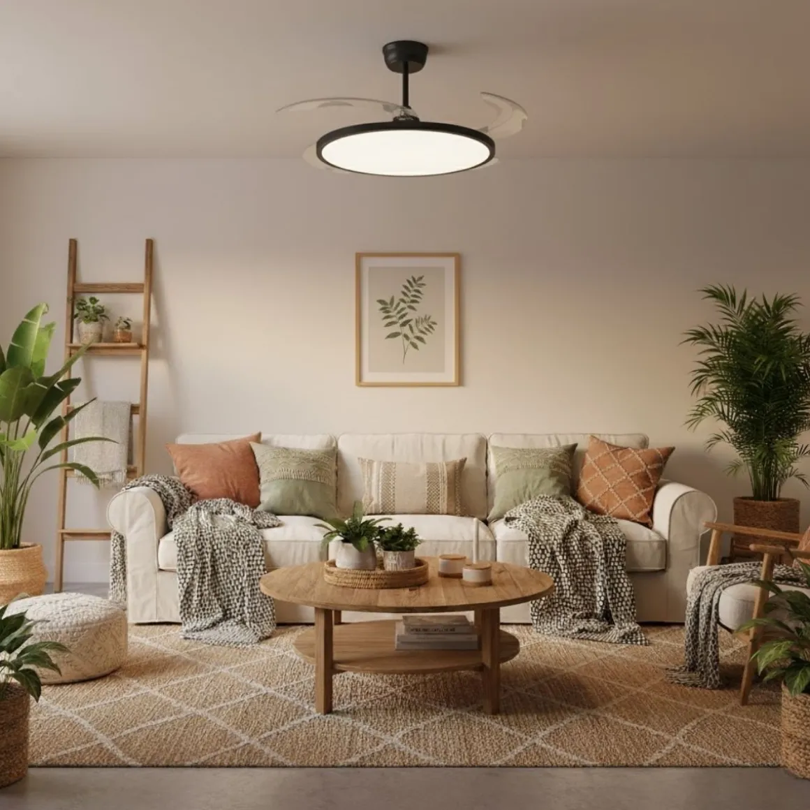 Ventilador de techo Eolia 4 aspas retráctiles con mando a distancia Ø106 cm