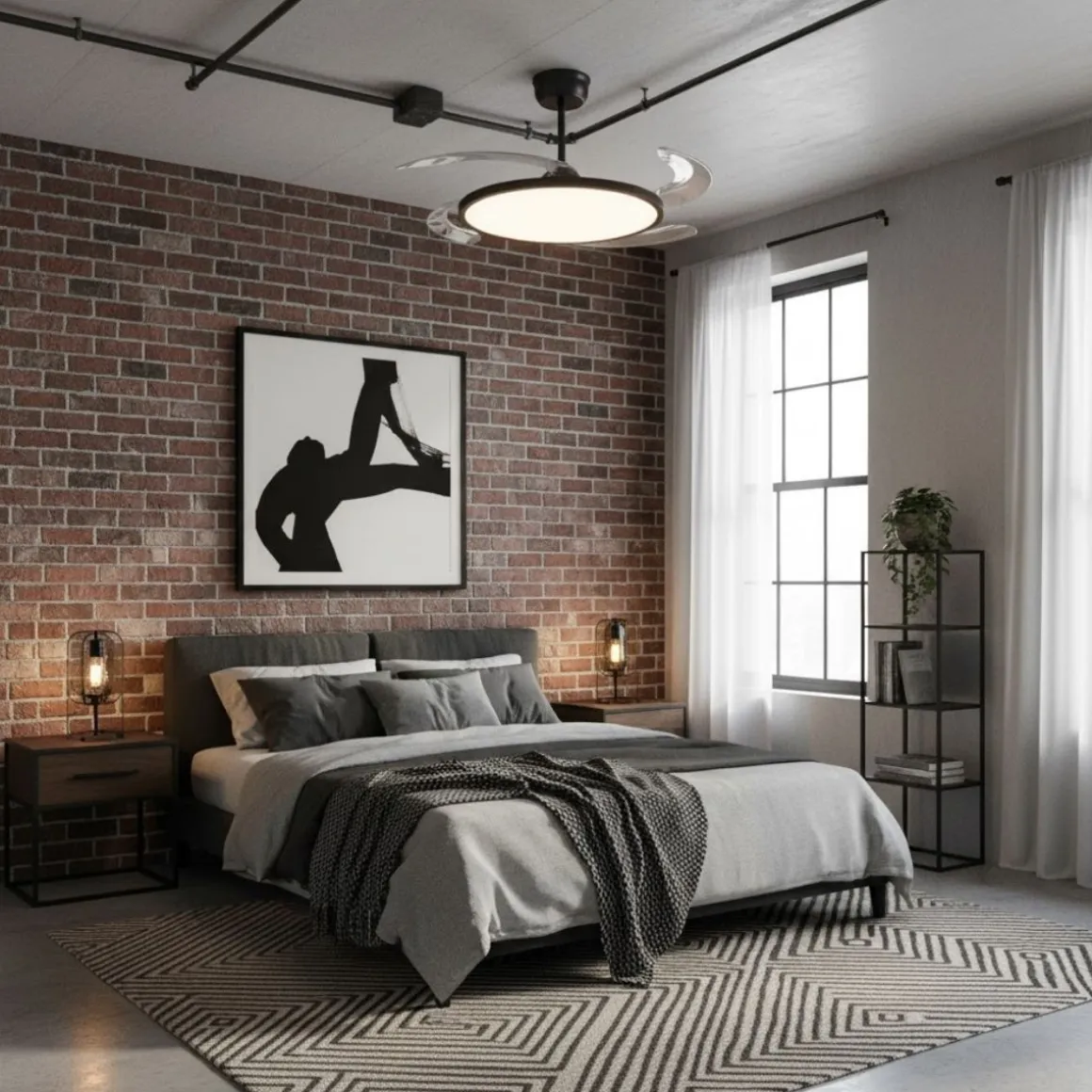 Ventilador de techo Eolia 4 aspas retráctiles con mando a distancia Ø106 cm