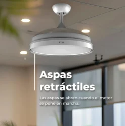 Ventilador de techo Evvo V450 40W 3 aspas retráctiles 6 velocidades blanco Ø107 cm