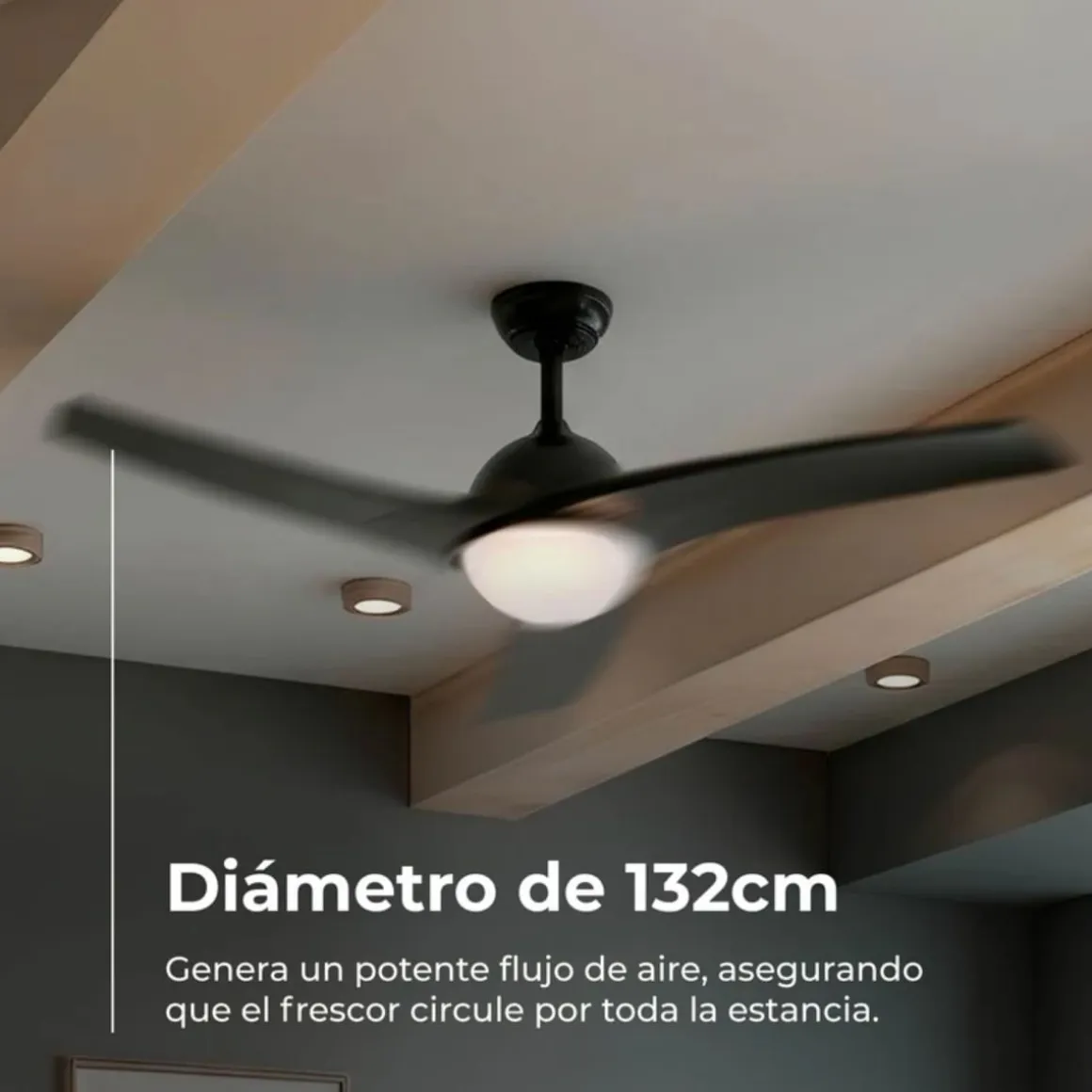 Ventilador de techo Evvo V522 60W 3 aspas 6 velocidades negro Ø132 cm