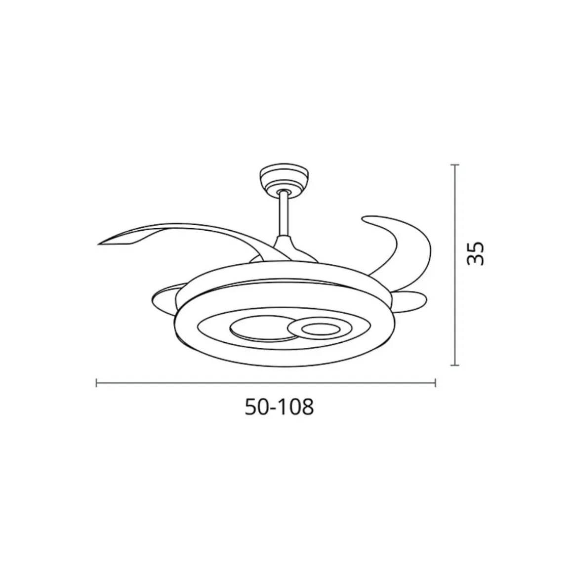 Ventilador de techo Hermes Bel Air 108W 4 aspas retráctiles mando a distancia blanco Ø108 cm