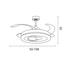 Ventilador de techo Hersa Bel Air 116W 4 aspas retráctiles mando a distancia blanco Ø108 cm