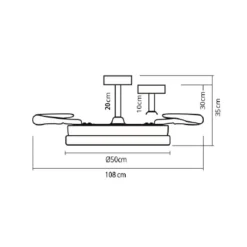 Ventilador de techo Karnak Bel Air 72W 4 aspas retráctiles blanco Ø108 cm