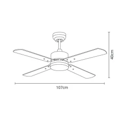 Ventilador de techo Kenia Shakespear 18W 4 aspas reversibles mando a distancia Ø107 cm