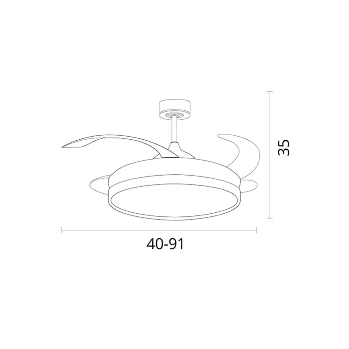 Ventilador de techo Kigali Mini Bel Air 48W 4 aspas retráctiles Ø91 cm