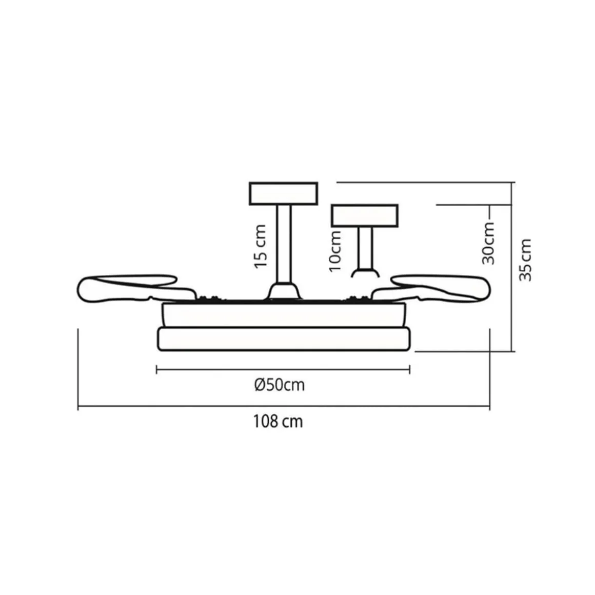 Ventilador de techo Kioto Bel Air 72W 4 aspas retráctiles Ø108 cm