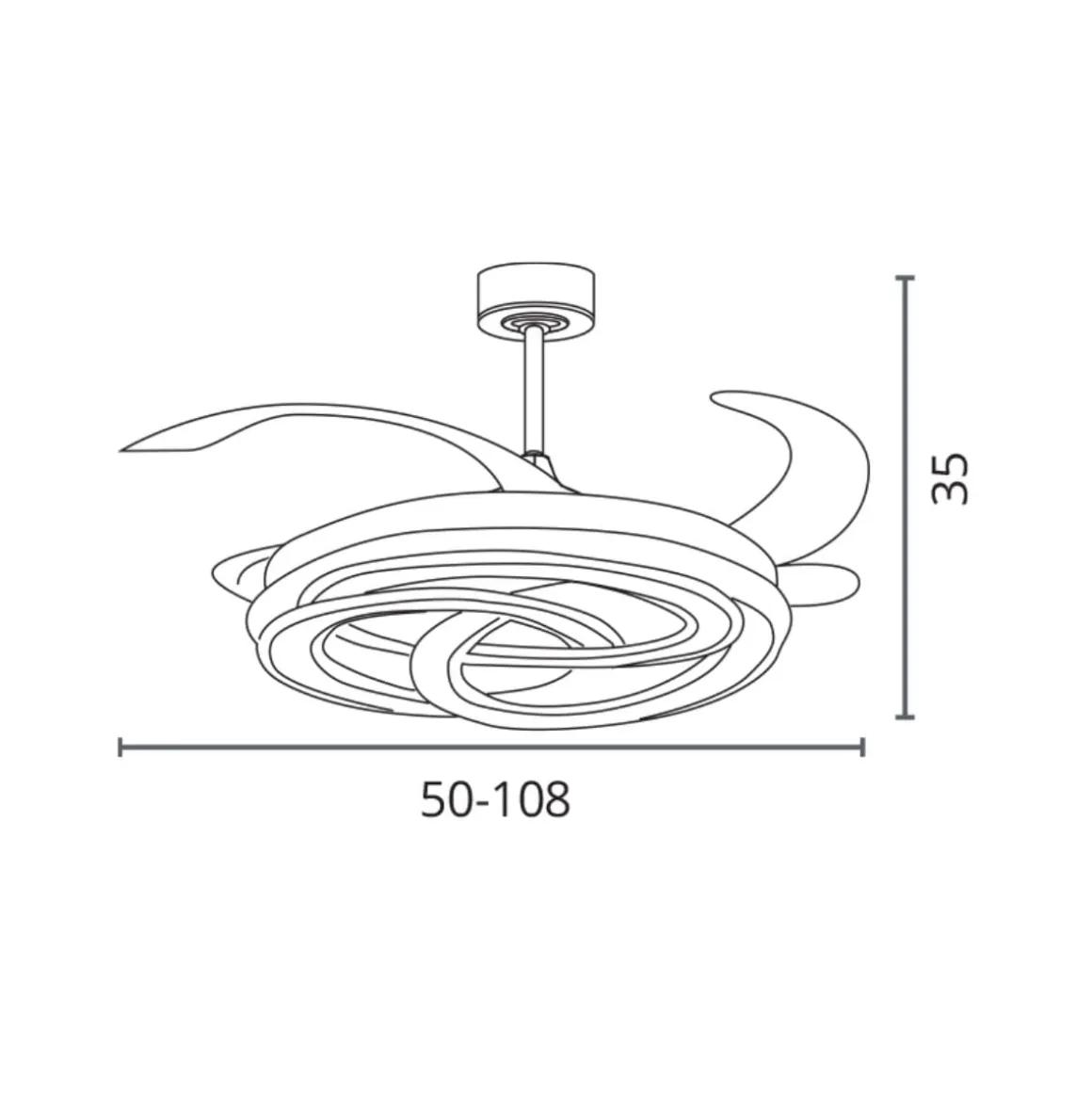 Ventilador de techo Nudos Bel Air 200W 4 aspas retráctiles con luz LED blanco Ø108 cm