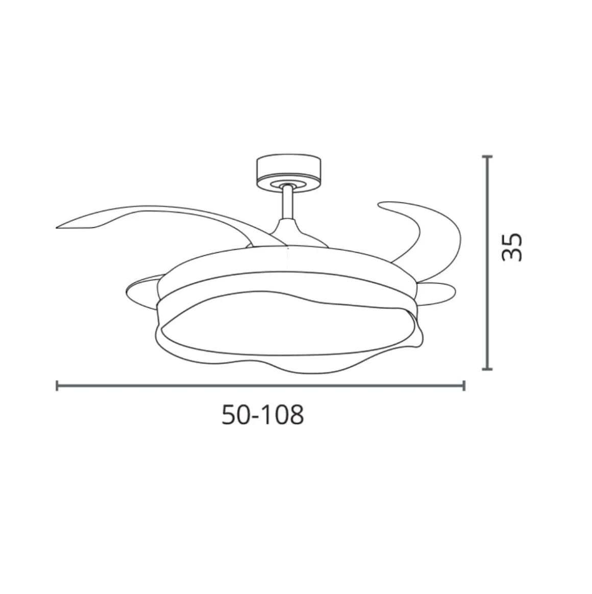 Ventilador de techo Olas Bel Air 72W 4 aspas retráctiles con luz LED Ø108 cm