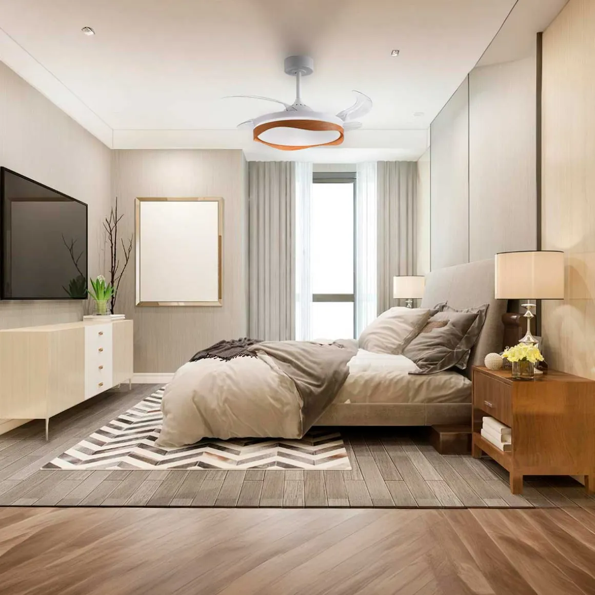 Ventilador de techo Olas Bel Air 72W 4 aspas retráctiles con luz LED Ø108 cm