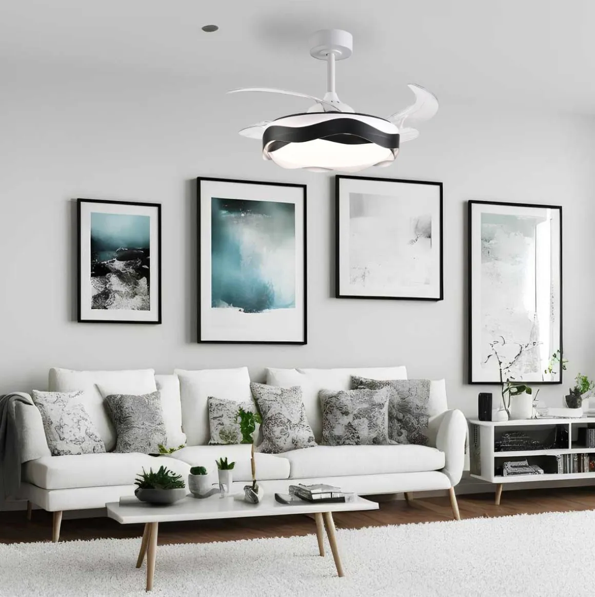 Ventilador de techo Ondas Bel Air 72W 4 aspas retráctiles con luz LED Ø108 cm