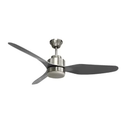 Ventilador de techo Poniente Lumit 16W 3 aspas luz LED níquel Ø116 cm