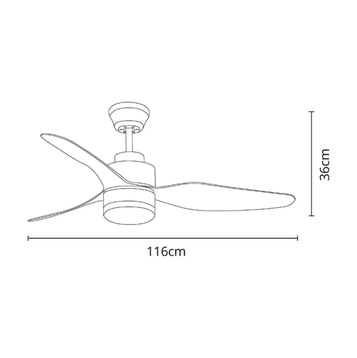 Ventilador de techo Poniente Lumit 16W 3 aspas luz LED níquel Ø116 cm