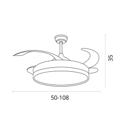 Ventilador de techo Quebec Bel Air 72W 4 aspas retráctiles mando a distancia blanco Ø108 cm