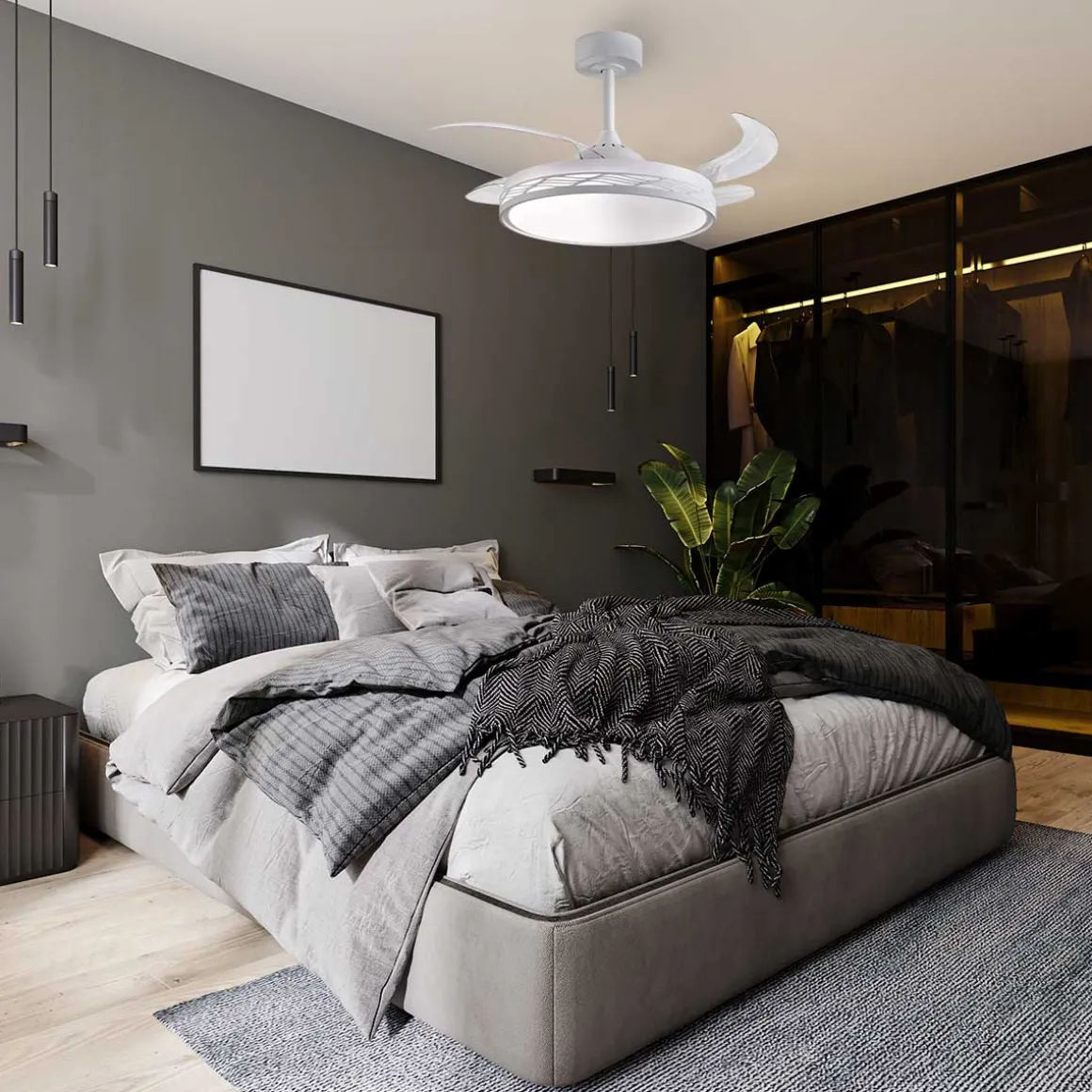Ventilador de techo Riga Bel Air 72W 4 aspas retráctiles con luz LED Ø108 cm