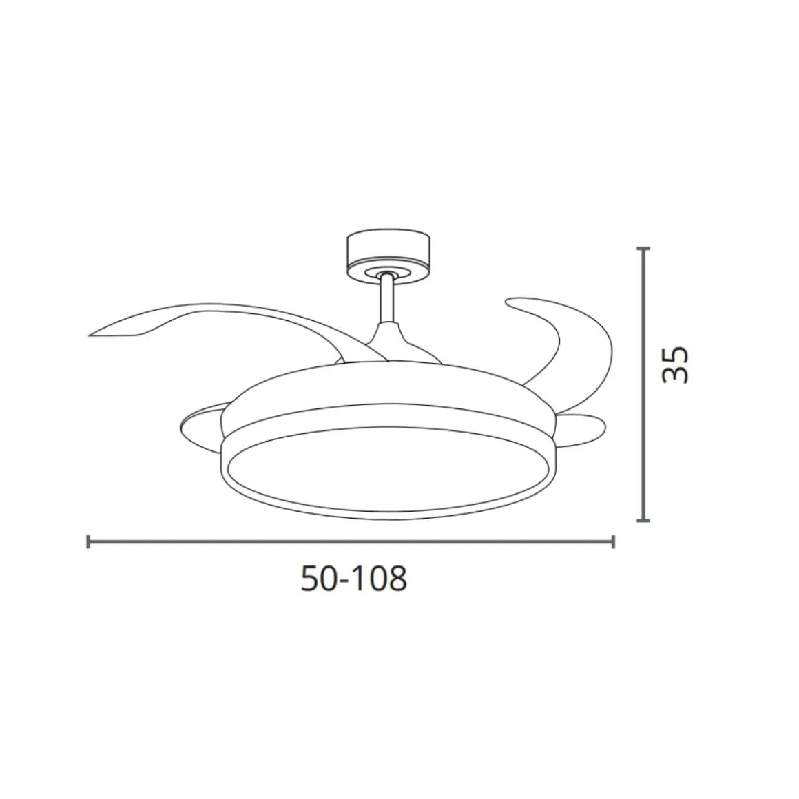 Ventilador de techo Robin Eco Bel Air 72W 4 aspas retráctiles Ø107 cm