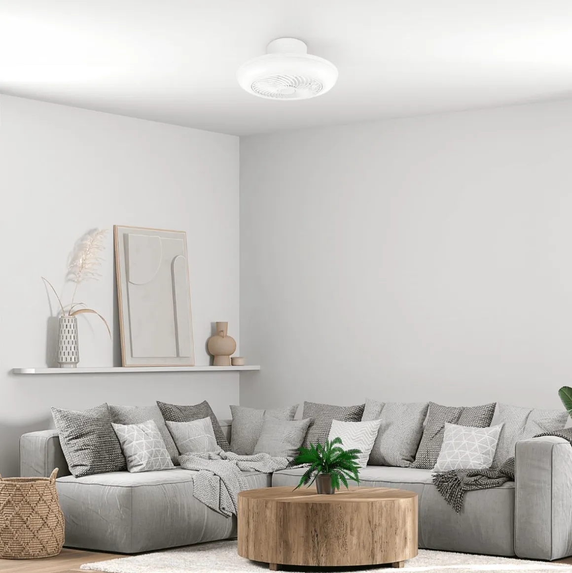 Ventilador de techo Siroco 43W aspas reversibles con altavoz 3000lm blanco Ø46 cm