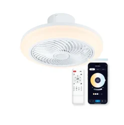 Ventilador de techo Siroco 43W aspas reversibles con altavoz 3000lm blanco Ø46 cm
